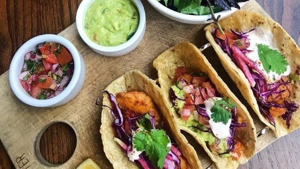 fish tacos at Foragers farm-to-table restaurant
