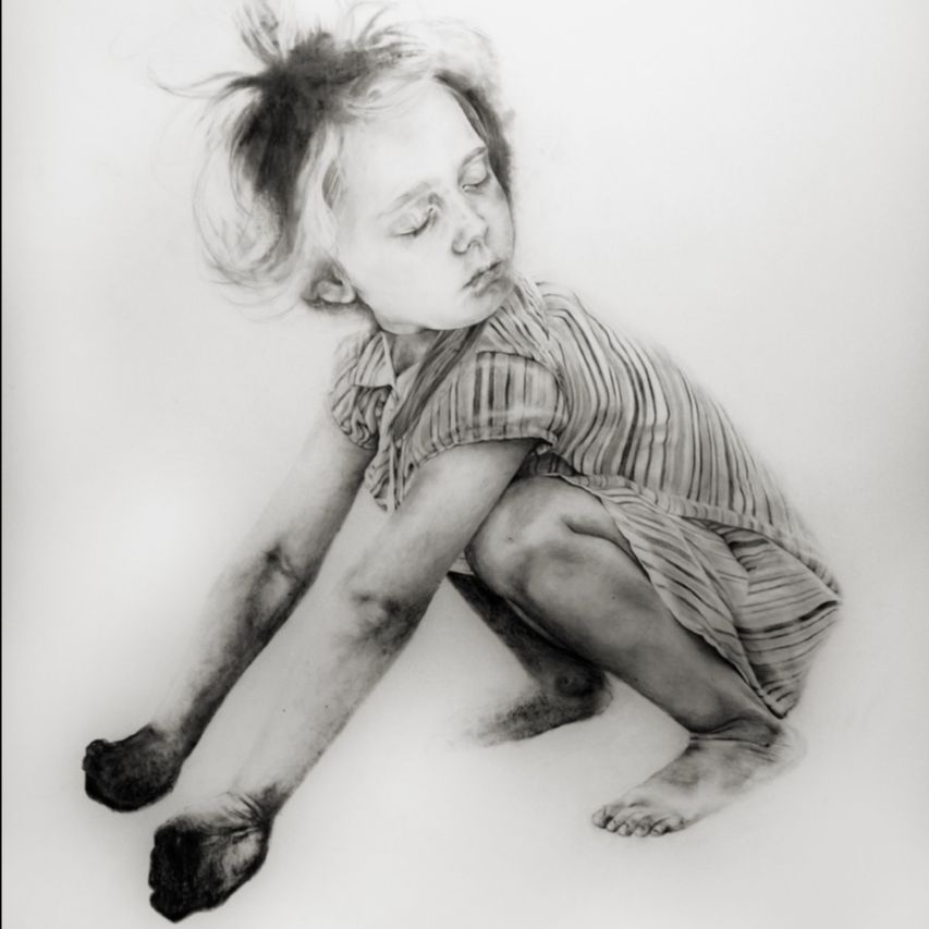 Untitled Girl in Stripes art piece by Jaymie Lathem