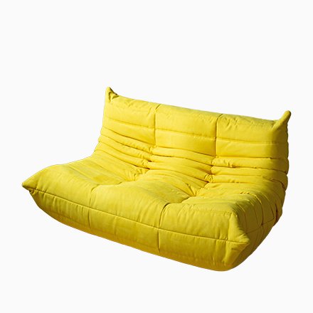 Image of Togo Yellow Microfiber 2-Seater by Michel Ducaroy for Ligne Roset, 1970s
