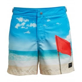 Red Flag Beach-to-Bar Tailored Swim Shorts, Blue