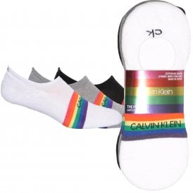 3-Pack Pride Stripes Combed Cotton Liner Socks, White/Grey/Black