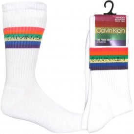 Pride Stripes Combed Cotton Sports Socks, White