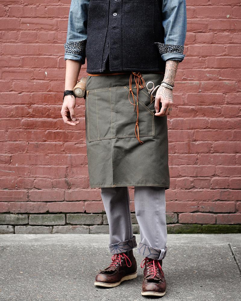 Image of Canvas Waist Work Apron, Military Green