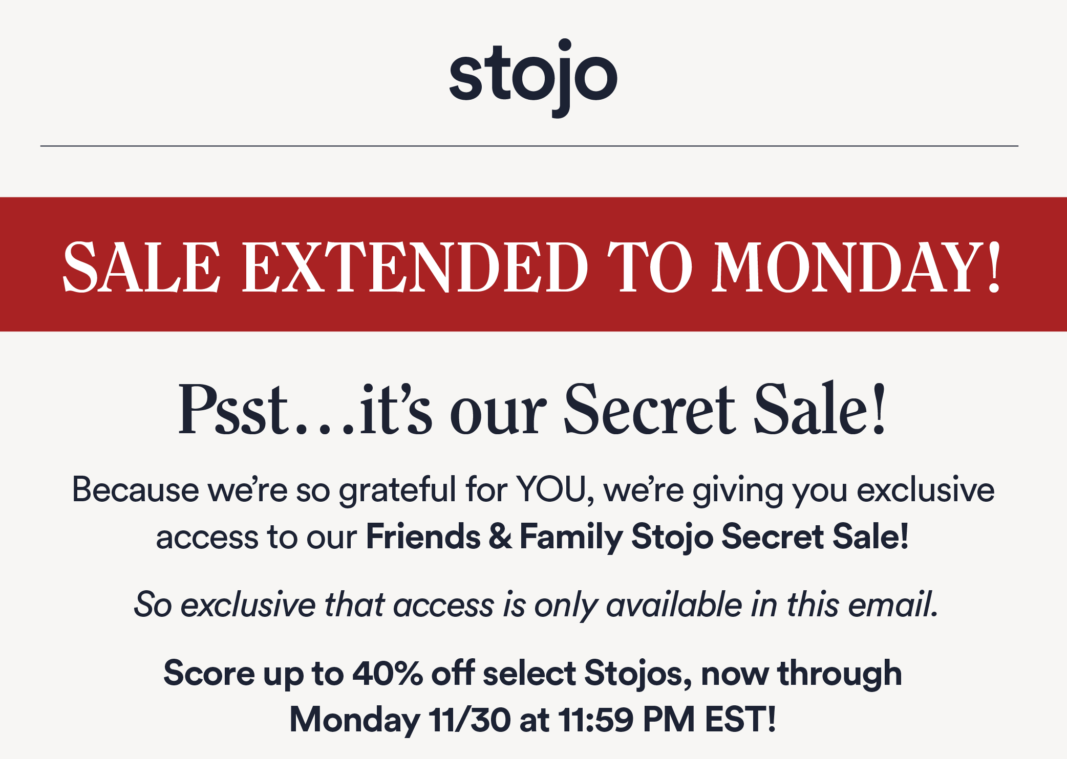 Stojo Secret Sale