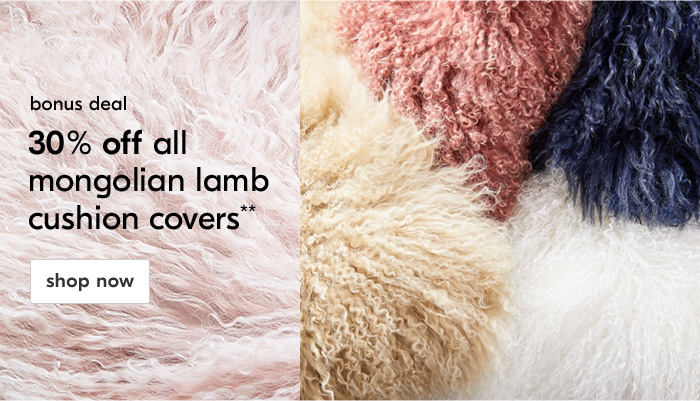 30% off all mongolian lamb cushion covers