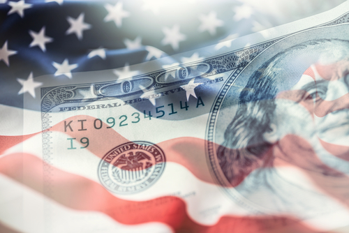 American Flag with Banknote