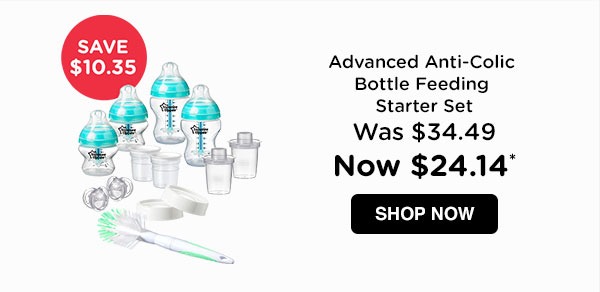Advanced Anti-Colic Bottle Feeding Starter Set. Was $34.49, Now $24.14. SHOP NOW