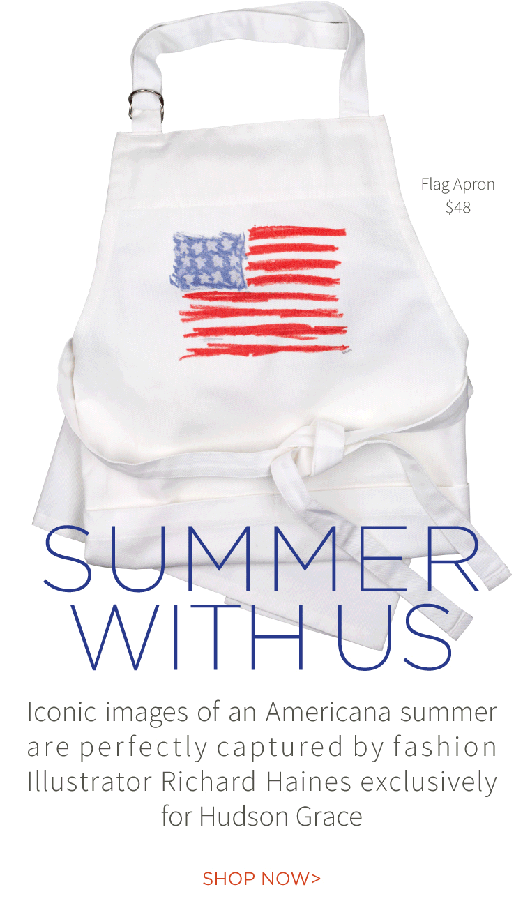Summer with us. Iconic images of an Americana summer are perfectly captured by fashion illustrator Richard Haines exclusively for Hudson Grace. Shop now.