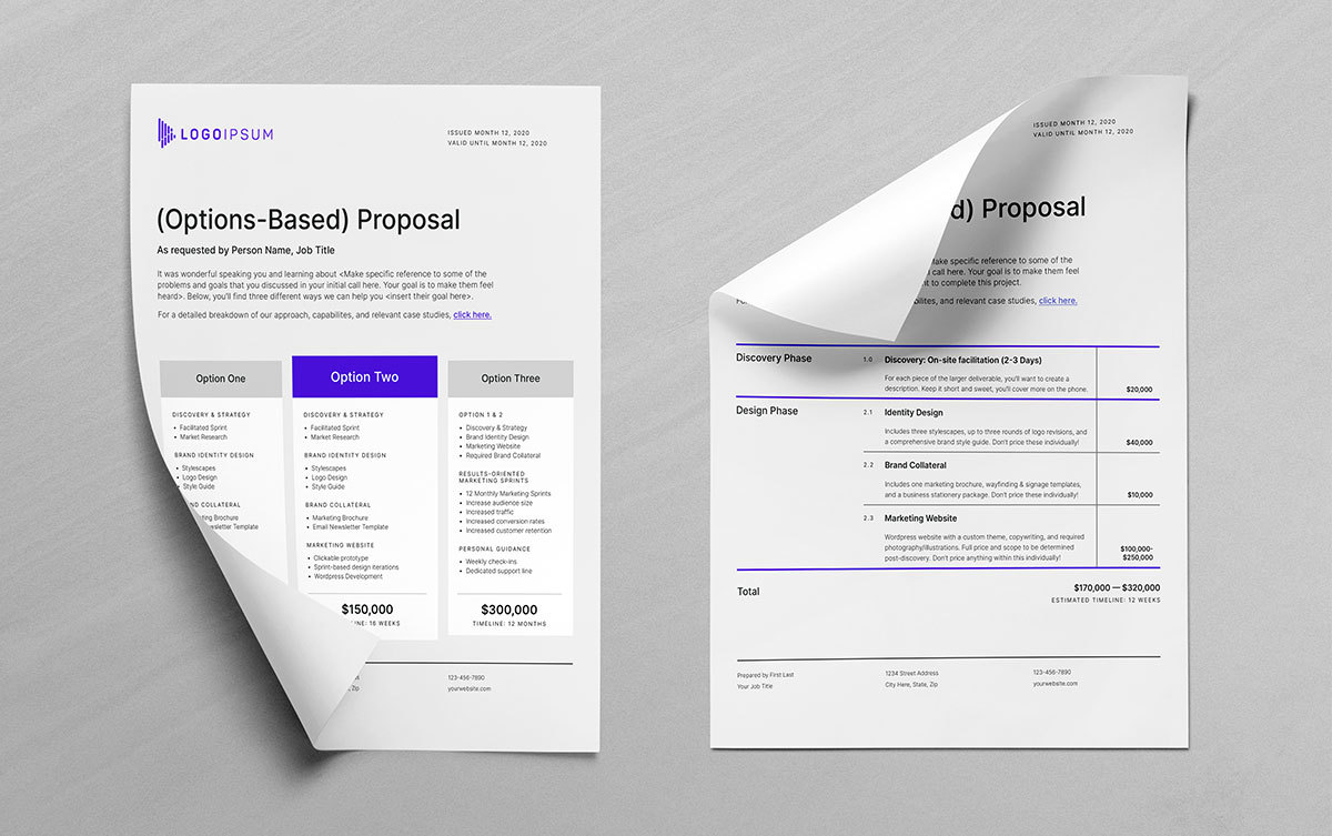 New single-page proposal templates