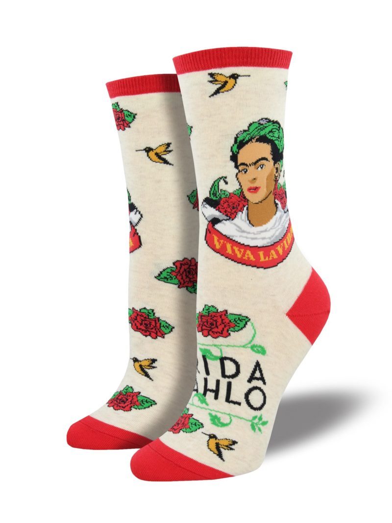 Womens Viva La Frida Socks  Heather Ivory