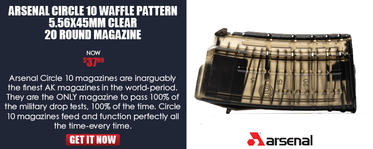 Magazine, 5.56x45, 20rd, circle ((10)), waffle pattern, clear reinforced polymer, Arsenal Bg