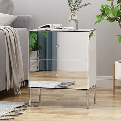 Althea Modern Mirrored Two Drawer Cabinet