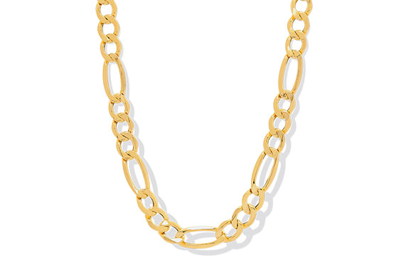 Men''s 14K Yellow Gold Figaro Link Necklace