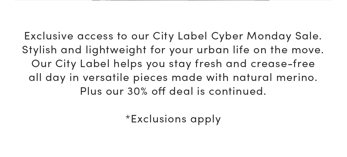 Cyber Monday 30% off City Label