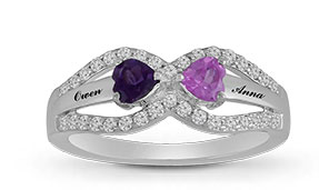 Color Heart Stone Couple''s Ring