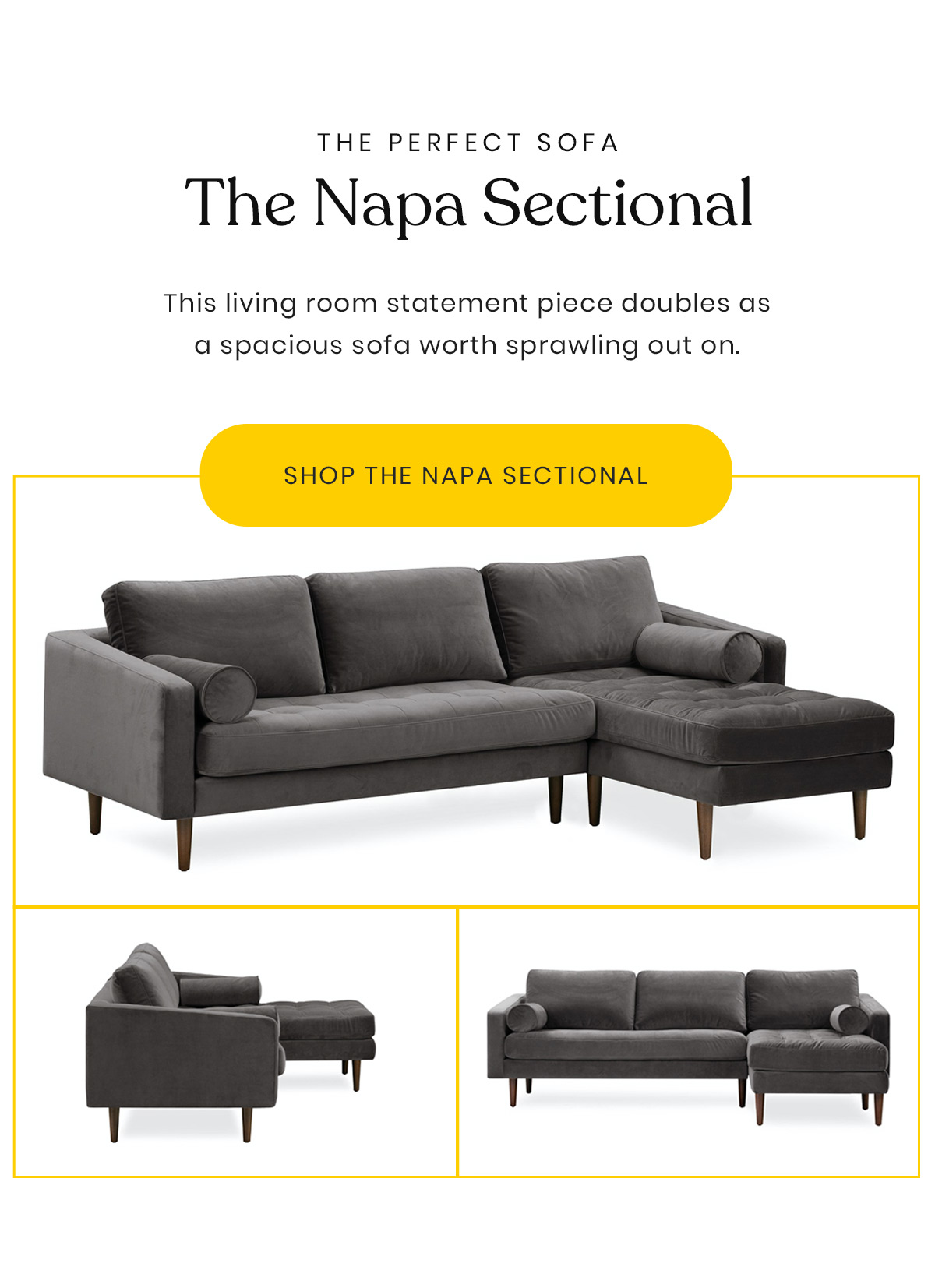 The Perfect Sofa | The Napa Sectional | This living room statement piece doubles as a spacious sofa worth sprawling out on. | Shop The Napa Sectional