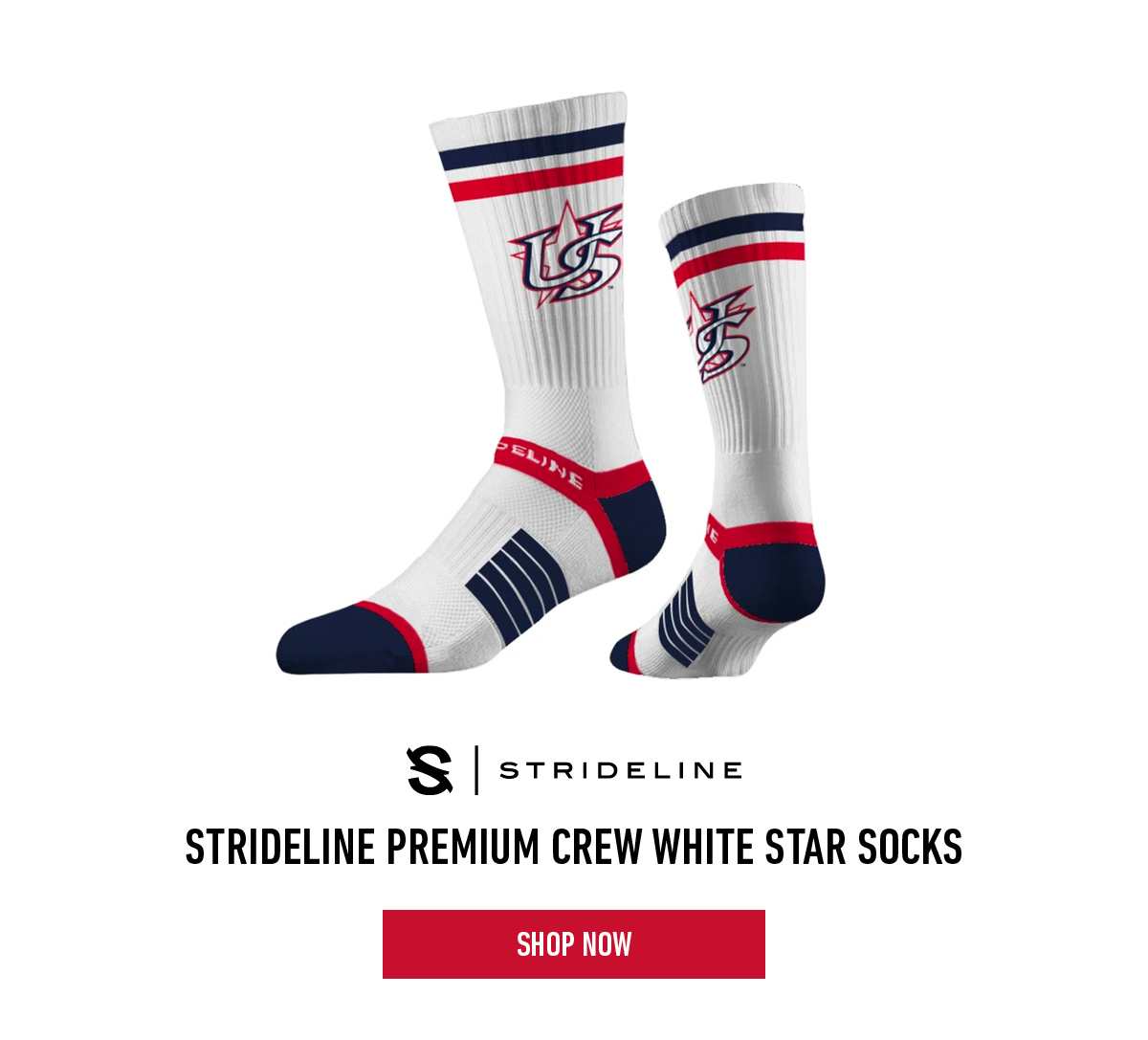 Strideline Premium Crew White Star Socks
