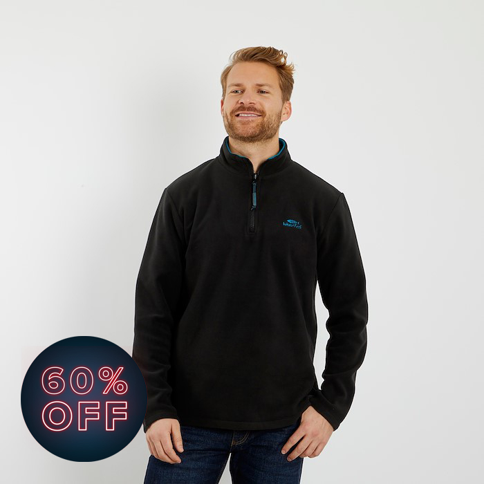 Gene 1/4 Zip Microfleece Washed Black