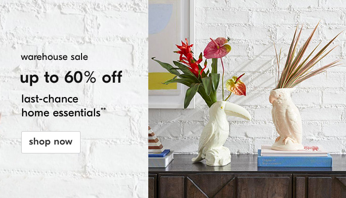 Up to 60% off last-chance home essentials** - Shop Now