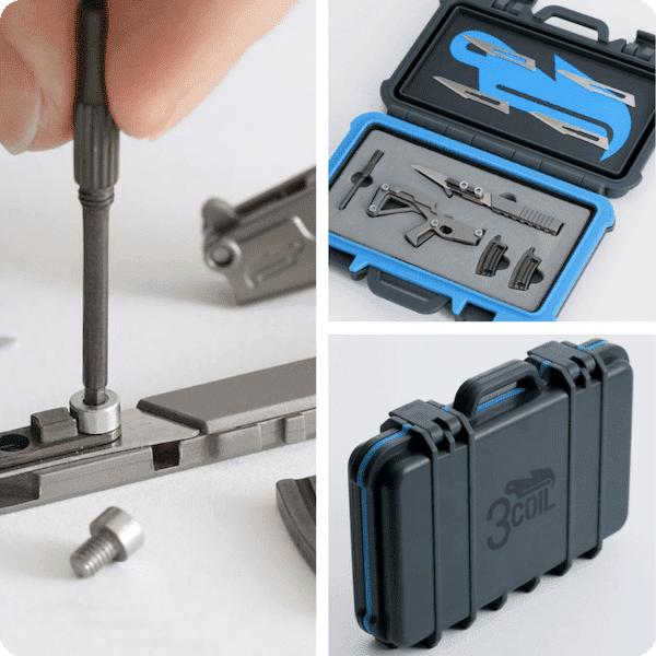 3COIL Puna Multitool with Action Case has a modern design with six built-in tools