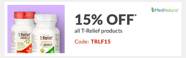 15% off* all T-Relief products - Code: TRLF15