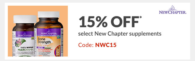 15% off* select New Chapter supplements - Code: NWC15