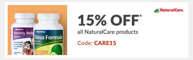 15% off* all NaturalCare products - Code: CARE15