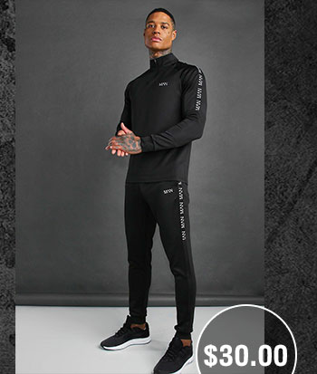 MAN ACTIVE SKINNY FIT TRACKSUIT WITH TAPE DETAIL