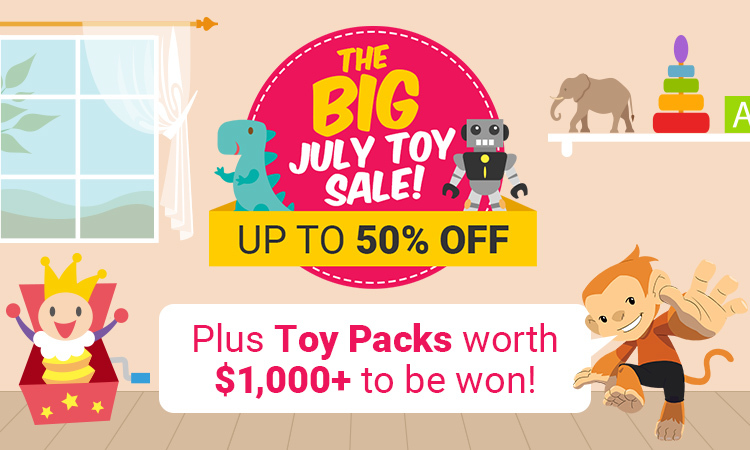 Purchase any Toy during the month of July and be in to WIN 1 of 5 prize packs!
