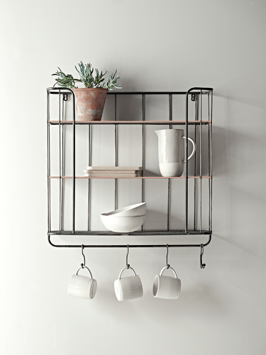 Industrial Shelf with Hooks - Large