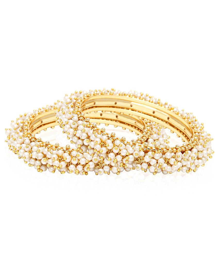 Image of LILA PEARL BANGLE SET IN GOLD