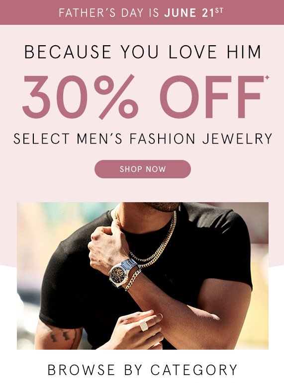 30% Off Select Men''s Fashion Jewelry