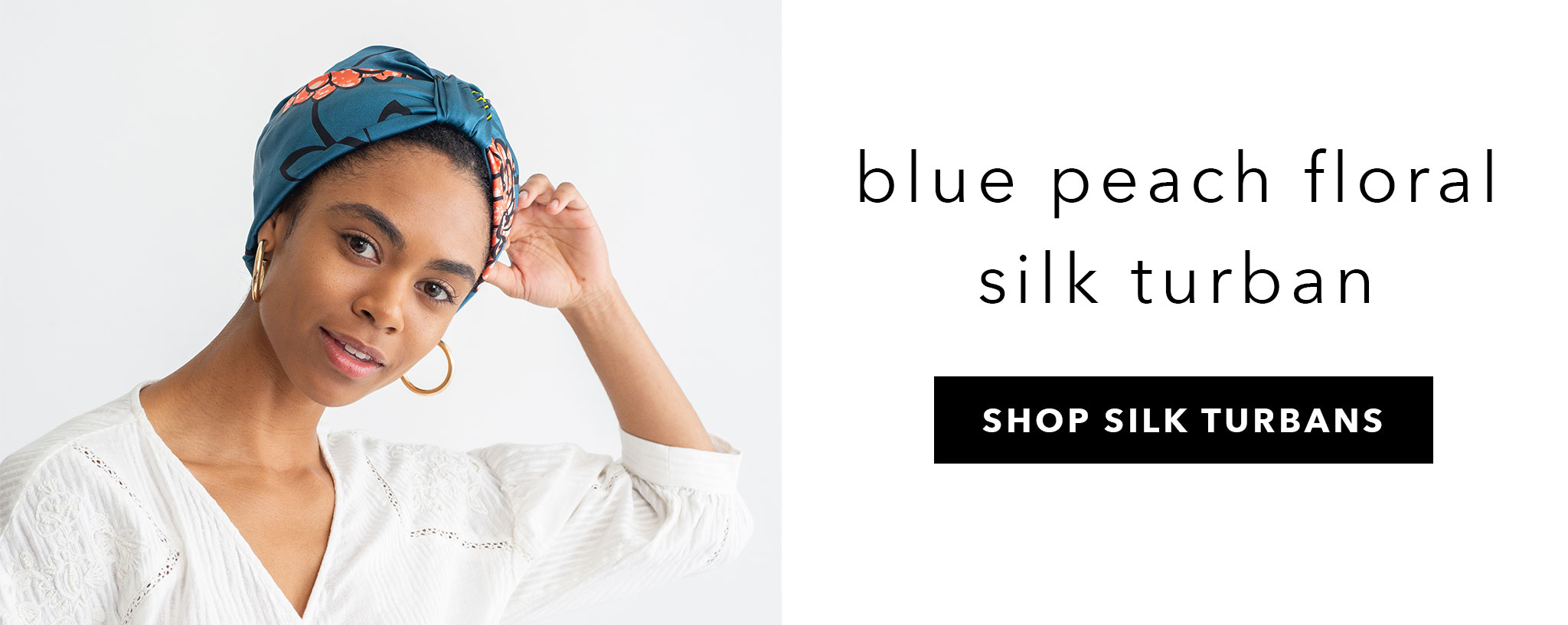 Blue Peach Floral Silk Turbans