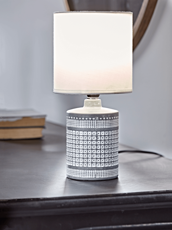 NEW Textured Grid Table Lamp - White