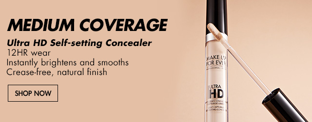 MEDIUM COVERAGE: Ultra HD Self-setting concealer, the crease-free natural finish 12HR wear concealer