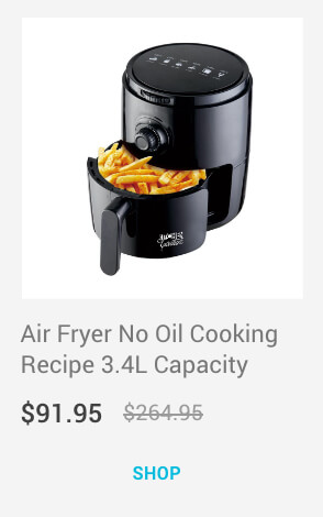 Kitchen Couture Air Fryer Healthy Food No Oil Cooking Recipe 3.4L Capacity Black
