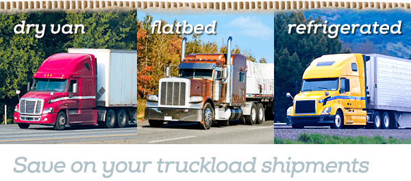 Pictures of dry van, flatbed, and refrigerated trucks. Save on your truckload shipments.