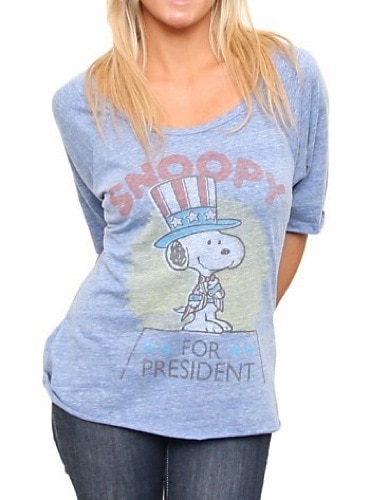 Image of Snoopy For President Triblend Slouch Raglan Liberty T-shirt