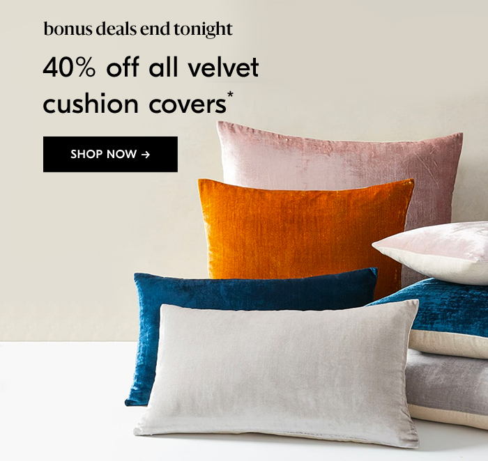 40% off all velvet cushion covers