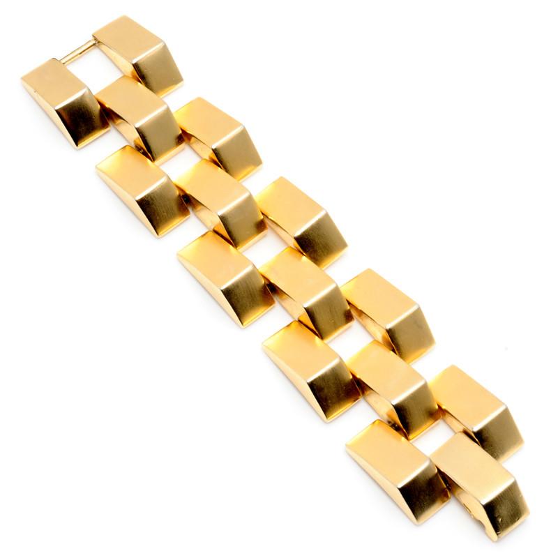 Gold Metal Pyramid Bracelet