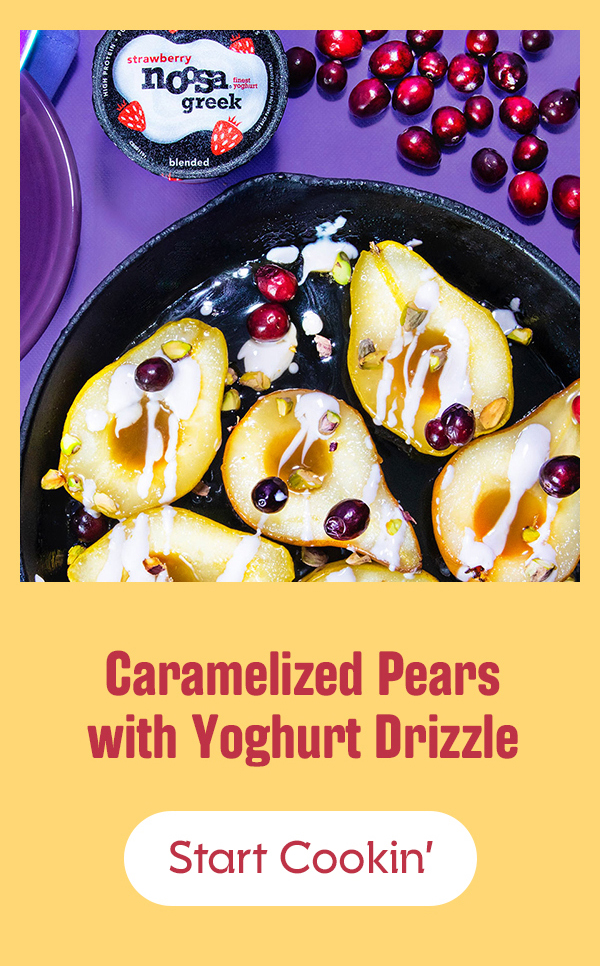 Caramelized Pears with Yoghurt Drizzle Start Cookin''