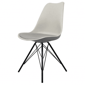 Eiffel Inspired Light Grey Plastic Dining Chair with Black Metal Legs