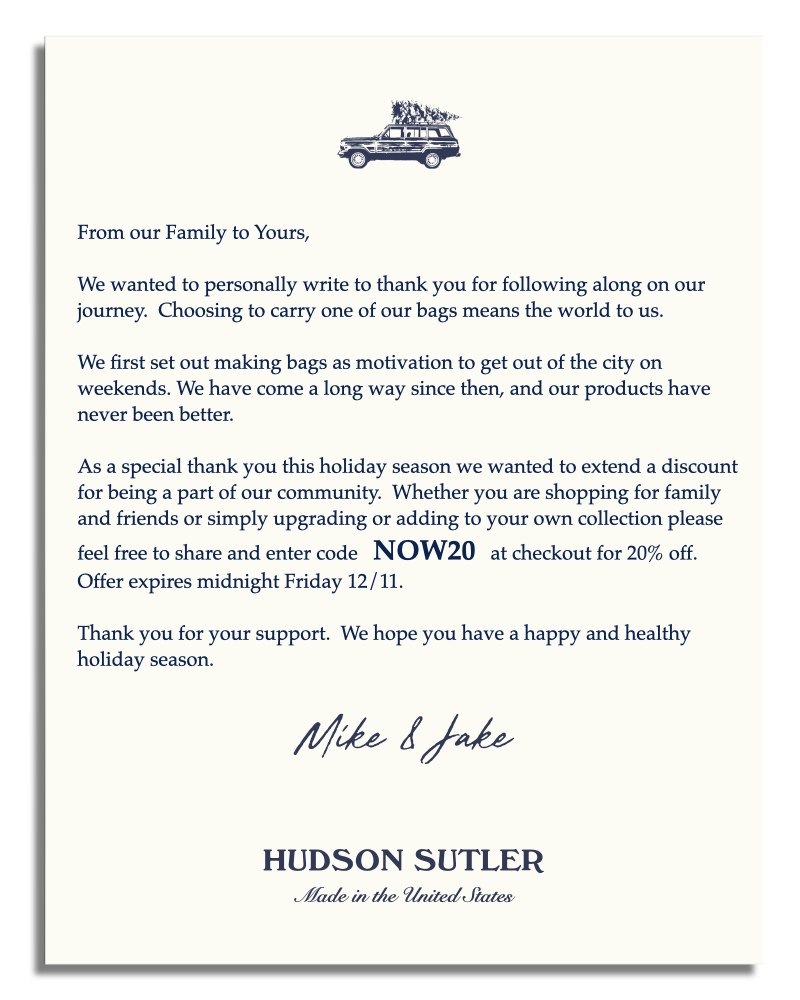Hudson Sutler Holiday Gifts