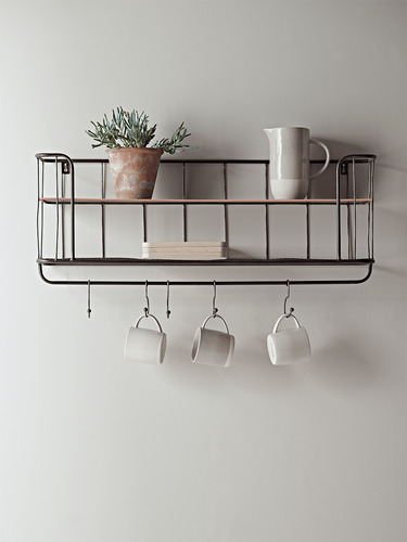 Industrial Shelf With Hooks - Small