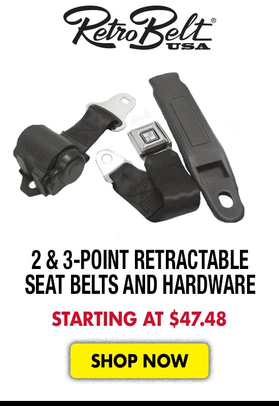 RetroBelt USA 2 & 3-Point Retractable Seat Belts and Hardware - Starting at $47.48