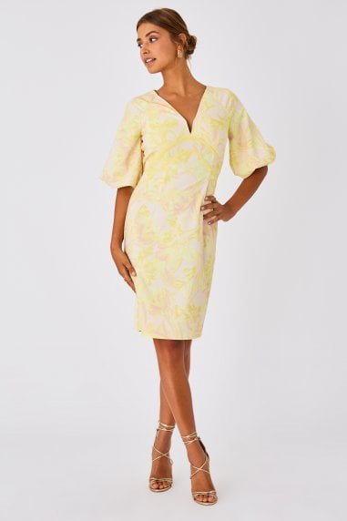 Rory Lemon Floral-Print Puff Sleeve Bodycon Dress