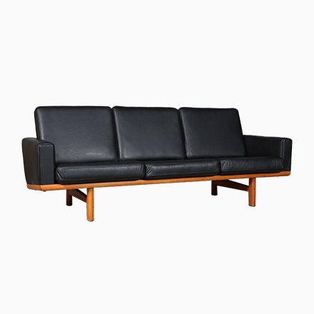 Image of Model 236/3 Oak and Leather Sofa by Hans J. Wegner for Getama, 1960s