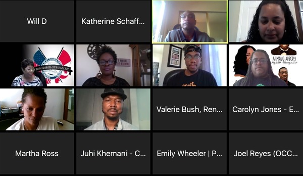 A panel of Bay Area Black community leaders discusses how to respond to the coronavirus pandemic. Screen capture from Zoom courtesy of BARHII.