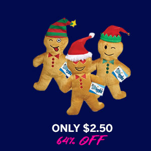 Grriggles Holiday Gingerbread Emoji Men Plush Dog Toys