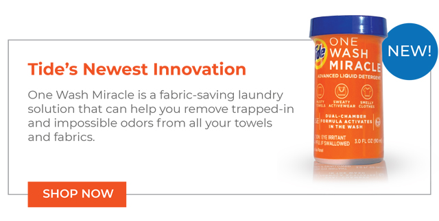 One Wash Miracle is a fabric-saving laundry solution that can help you remove trapped-in and impossible odors from all your towels and fabrics.